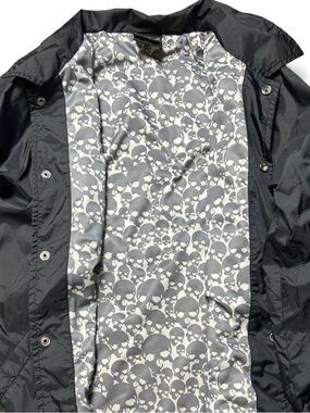 FMF Skull Print Windbreaker Jacket Black Grey Button-Up Streetwear Size M